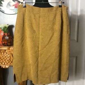 Vintage Barry Bricken Wool Blend Yellow Mustard Pencil Skirt Size 12